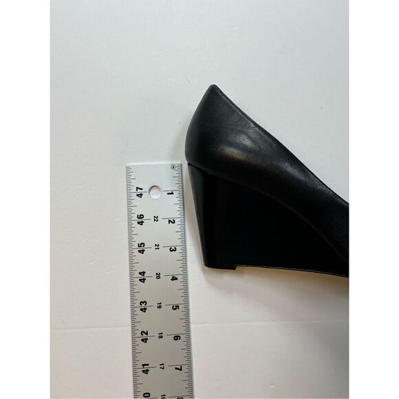 Tory Burch Jolie 85MM Peep Toe Nappa Black Leather Wedge Shoe Size 10.5 Worn 1X - Picture 10 of 12